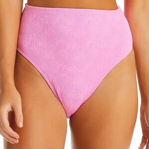 NWT Jessica Simpson Women's High Waist Bikini Bottom Pink Size S $60 12HL1010